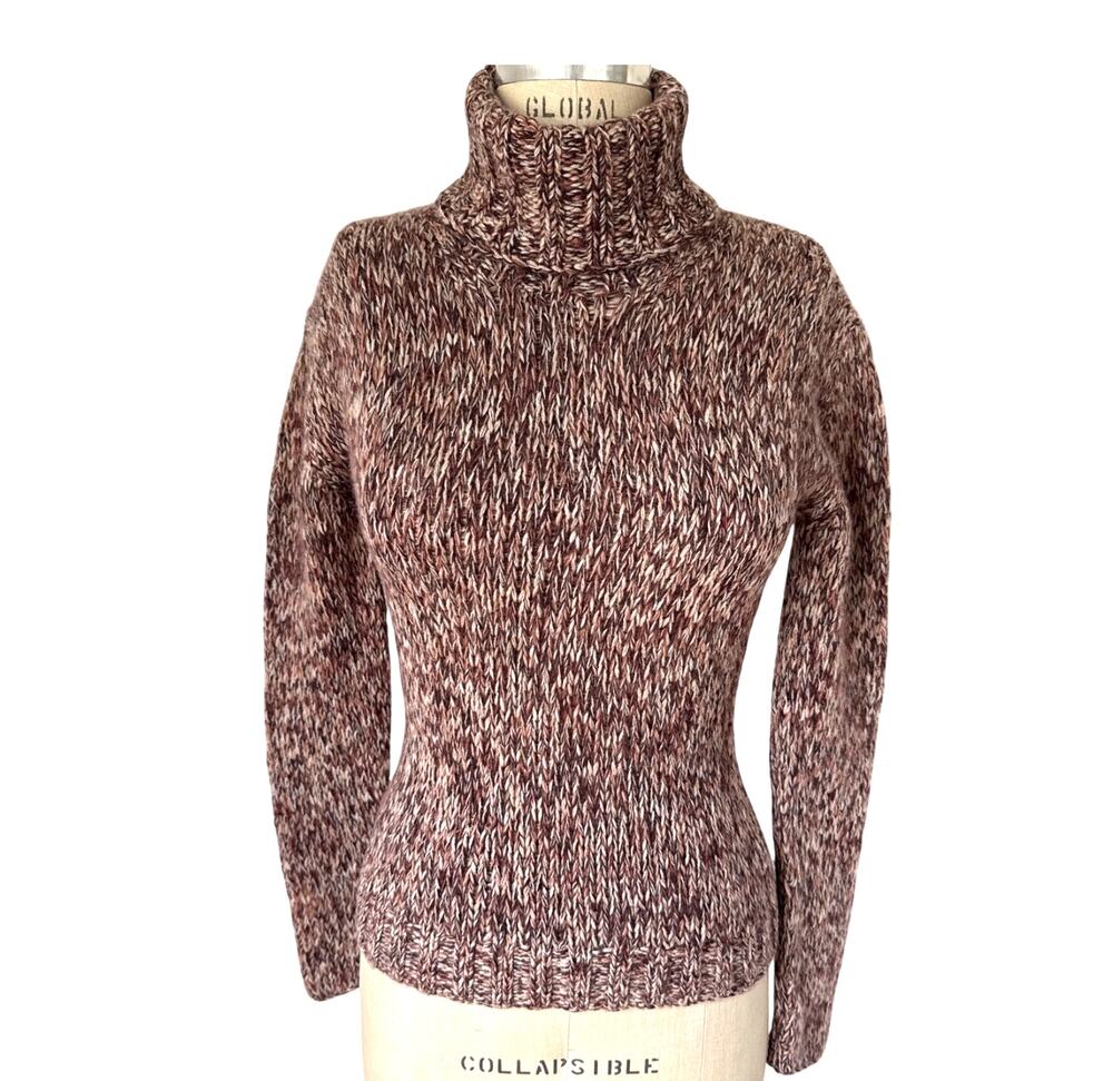 TSE Cashmere Turtleneck Sweater in Marled Red Size XS XSmall